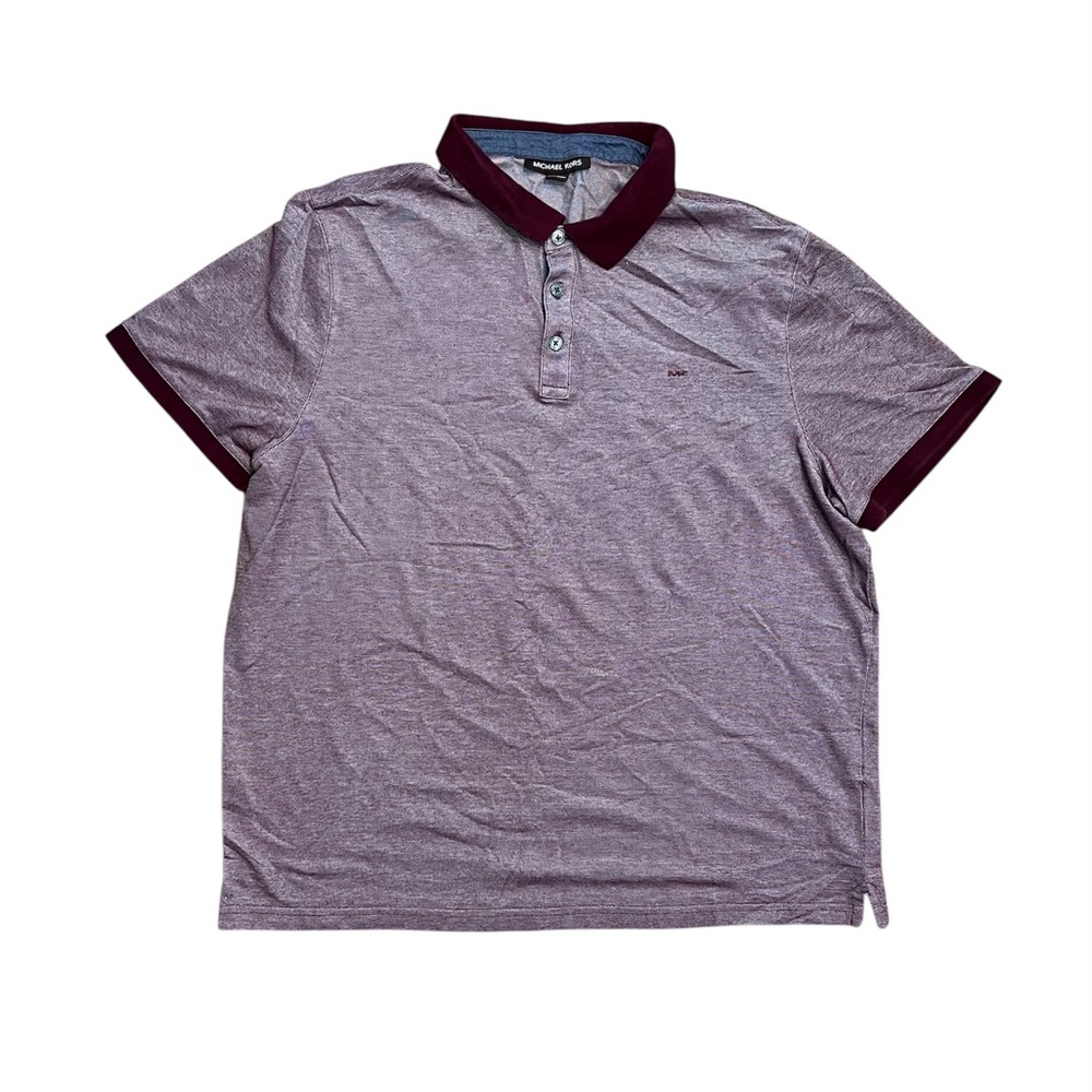 Men's Michael Kors Purple/Bergundy Short Sleeve Polo Shirt Size XL